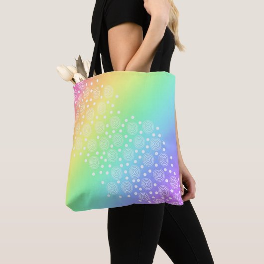 Tote Bag Cercles et points de dégradé de arc-en-ciel (De près)