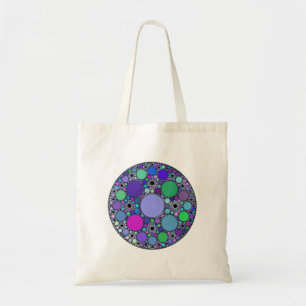 Tote Bag Cercles fractaux en bleu rose violet vert
