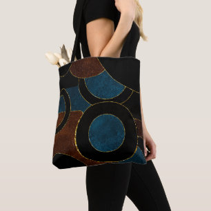 Tote Bag Cercles Géométriques Abstraits Paillettes Or Feuil