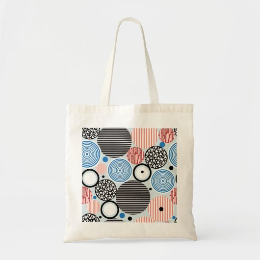 Tote Bag Cercles multicolores, design motif graphique. (Devant)