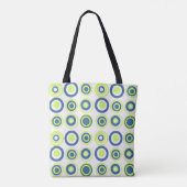 Tote Bag Cercles Rétro Pois Lime Vert Turquoise Sur Blanc (Dos)
