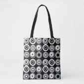 Tote Bag Cercles rétrogrades Noir Blanc (Devant)