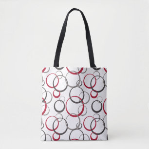 Tote Bag Cercles rouges gris blanc