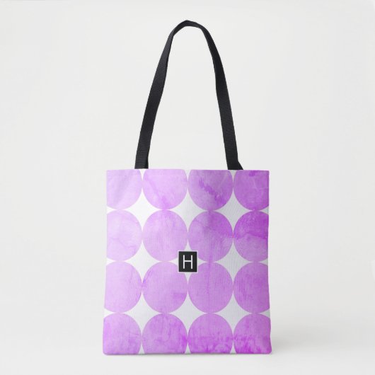 Tote Bag Cercles violets modernes | Monogramme (Devant)