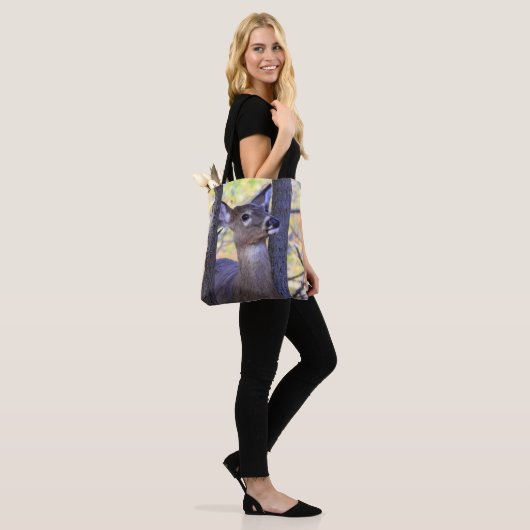 Tote Bag Cerf à queue blanche mignonne (2 côtés) (Sur le modèle)