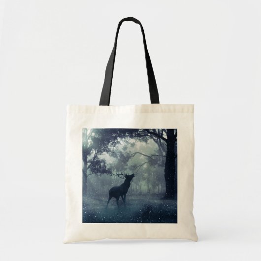Tote Bag Cerf avec Antlers dans une forêt ombragée (Devant)
