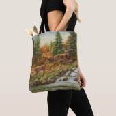 Tote Bag Cerf blanc et cascade (De près)