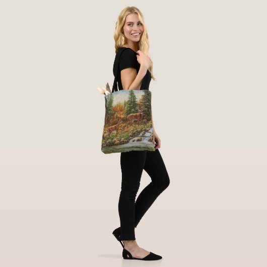 Tote Bag Cerf blanc et cascade (Sur le modèle)
