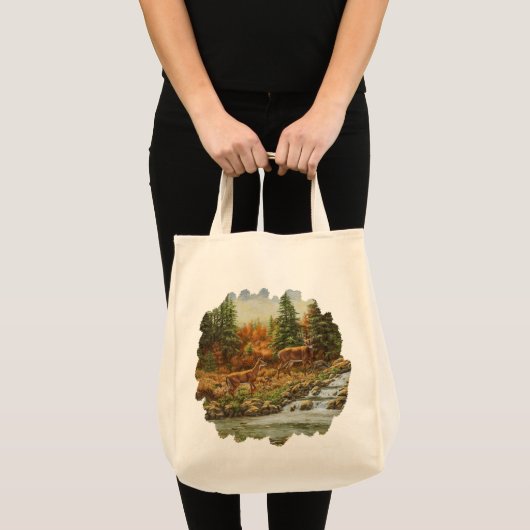Tote Bag Cerf blanc et cascade (Devant (produit))