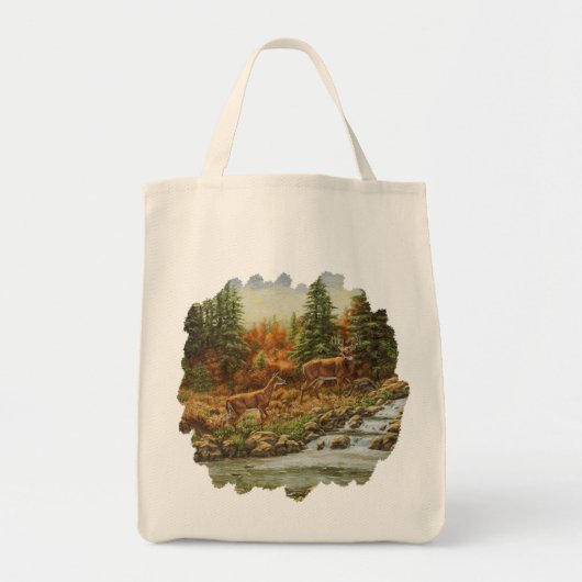 Tote Bag Cerf blanc et cascade (Devant)