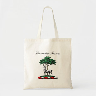Tote Bag Cerf Daim devant un Arbre Emblème de Blason Crête