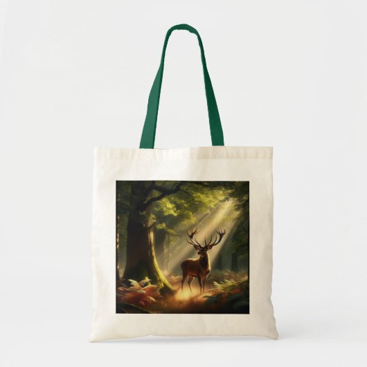 Tote Bag Cerf dans la forêt matinale (Devant)