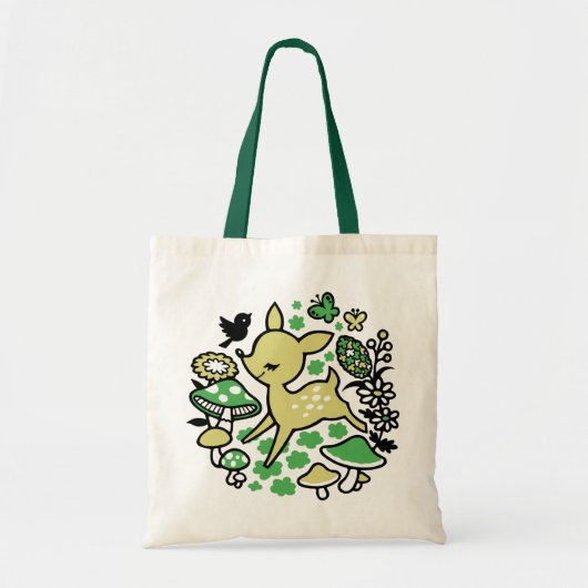 Tote Bag Cerf dans la forêt - vert (Devant)