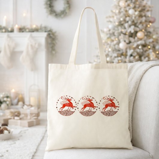 Tote Bag Cerf de Noël Art déco