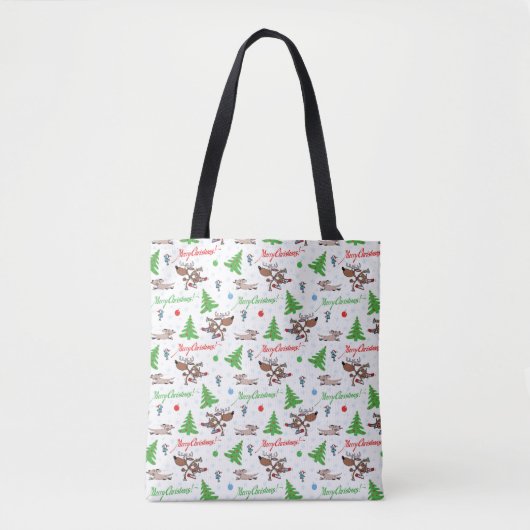 Tote Bag cerf de Noël fou (Devant)