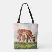 Tote Bag Cerf peint Mère et Bébé (Dos)