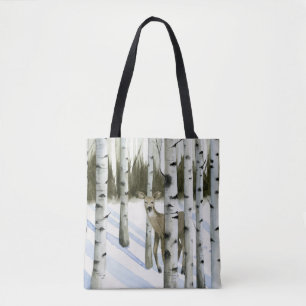 Tote Bag Cerfs communs en chutes de neige