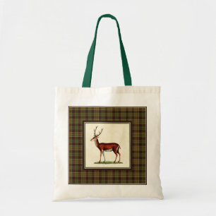 Tote Bag Cerfs communs vintages de mâle avec le plaid