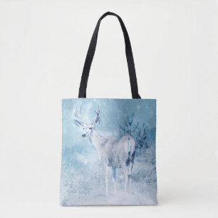 Tote Bag Cerfs et pins d'hiver