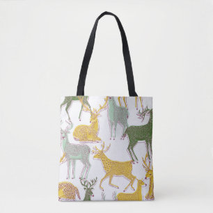 Tote Bag Cerfs géométriques : Illustration Motif traditionn