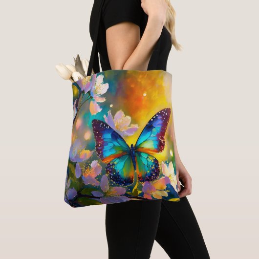 Tote Bag Cerise Imaginaire Sunrise Papillon  (De près)