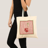 Tote Bag Cerise Rayures Crème Vertes Rouges (Devant (produit))