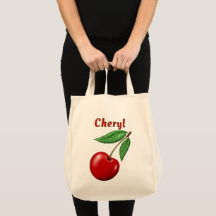Tote Bag Cerise Rouge Personnalisé Épicerie