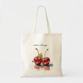 Tote Bag Cerises amoureuses en Aquarelle, sur mesure (Devant)