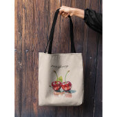 Tote Bag Cerises amoureuses en Aquarelle, sur mesure