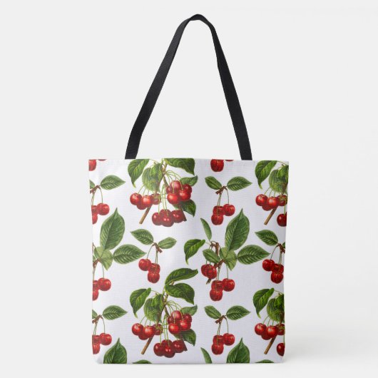 Tote Bag Cerises botaniques vintages Imprimer en blanc (Devant)