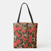 Tote Bag Cerises Rouges avec Nœud Rose Imprimé Léopard Coqu (Dos)