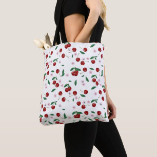 Tote Bag Cerises rouges botaniques Verdure & Fleurs de ceri