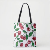 Tote Bag Cerises rouges sur blanc (Devant)
