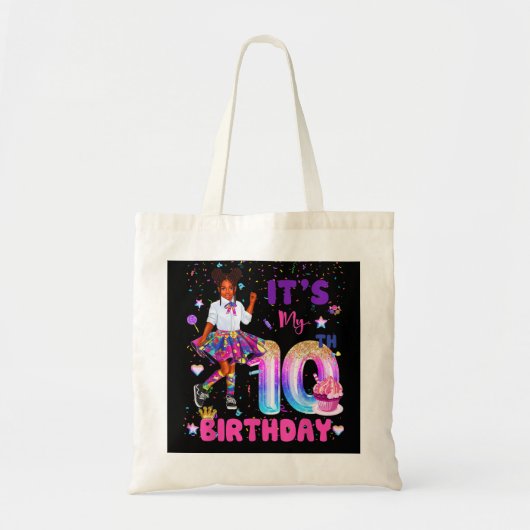 Tote Bag C'est mon 10e anniversaire Africaine Américaine Bl (Devant)