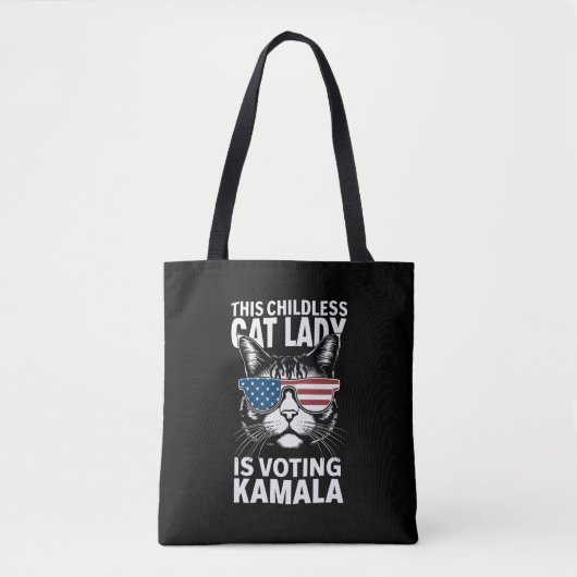 Tote Bag Cette dame aux chats sans enfants vote Kamala-Harr (Devant)