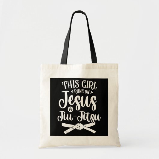 Tote Bag Cette Fille Fonctionne Sur Jésus Et Jiu Jitsu Mart (Devant)