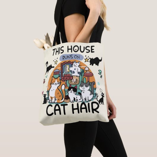Tote Bag Cette maison fonctionne avec des poils de chat (De près)