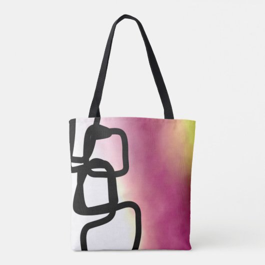Tote Bag Chaîne de blocage : Abstrait rose, jaune, noir et (Dos)
