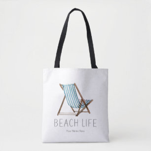 Tote Bag Chaise de vacances nautiques d'été citation de vie