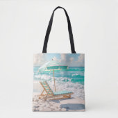 Tote Bag Chaise Lounge Sur Sable Blanc (Devant)