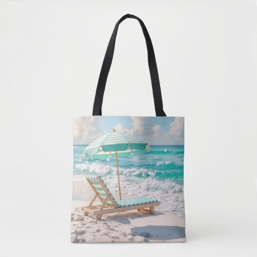 Tote Bag Chaise Lounge Sur Sable Blanc (Devant)