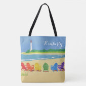Tote Bag Chaises de plage Lighthouse personnalisées (Devant)