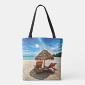 Tote Bag Chaises longues sur la plage coussin (Dos)