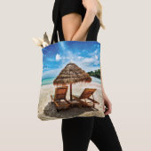 Tote Bag Chaises longues sur la plage coussin (De près)
