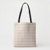 Tote Bag Chameau moyen Brown et blanc En vichy chèque (Devant)