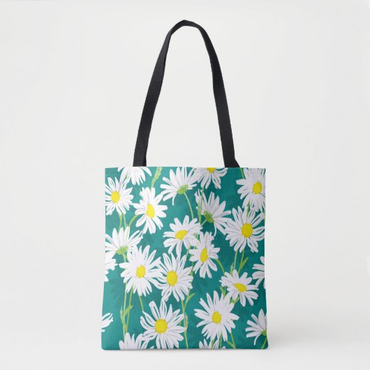Tote Bag Chamomile Turquoise : Illustration Florale Sans Me (Devant)