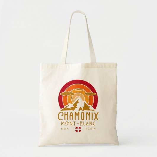 Tote Bag Chamonix France Retro Sunset Ski Souvenirs 80s (Devant)