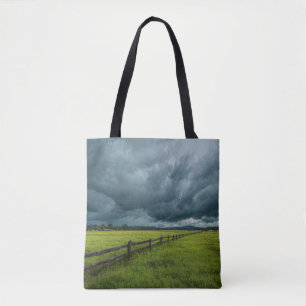 Tote Bag Champ avec une clôture en bois