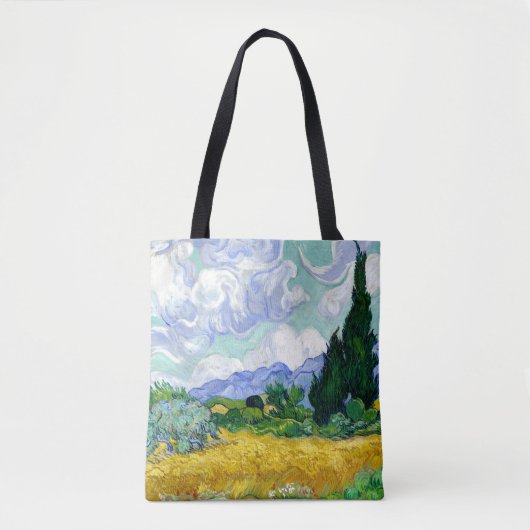 Tote Bag Champ de blé avec Cyprès par Van Gogh Fine Art (Devant)