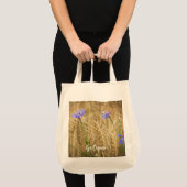 Tote Bag Champ de blé d'été avec fleurs bleues (Devant (produit))